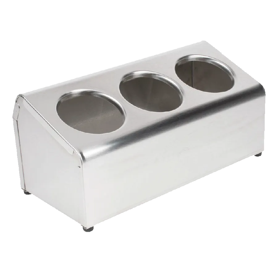 Steril-Sil LTC-3 Countertop Silverware Dispenser, 3-Hole, Portable, Stainless Steel, NSF