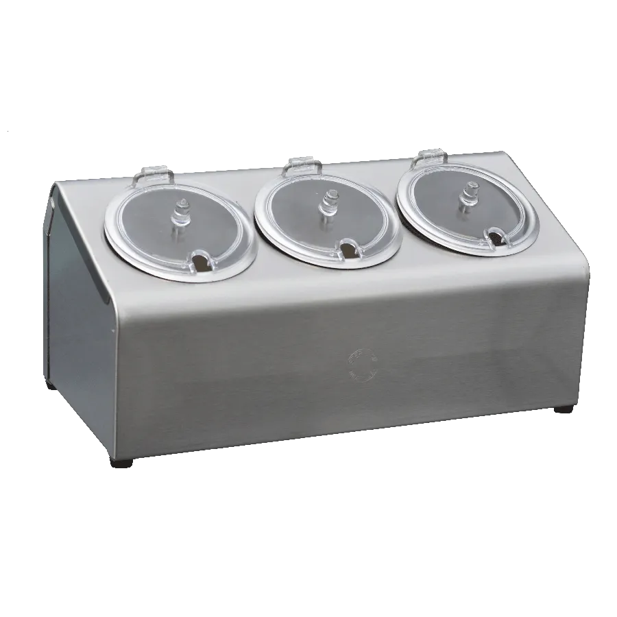 Steril-Sil LTC-3SW Condiment Dispenser, 3-Hole, Non-Insulated, Stainless Steel, 3 Compartments