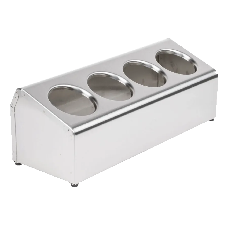 Steril-Sil LTC-4 Countertop Silverware Dispenser, 4‑Hole Portable, Stainless Steel, NSF, Made in USA