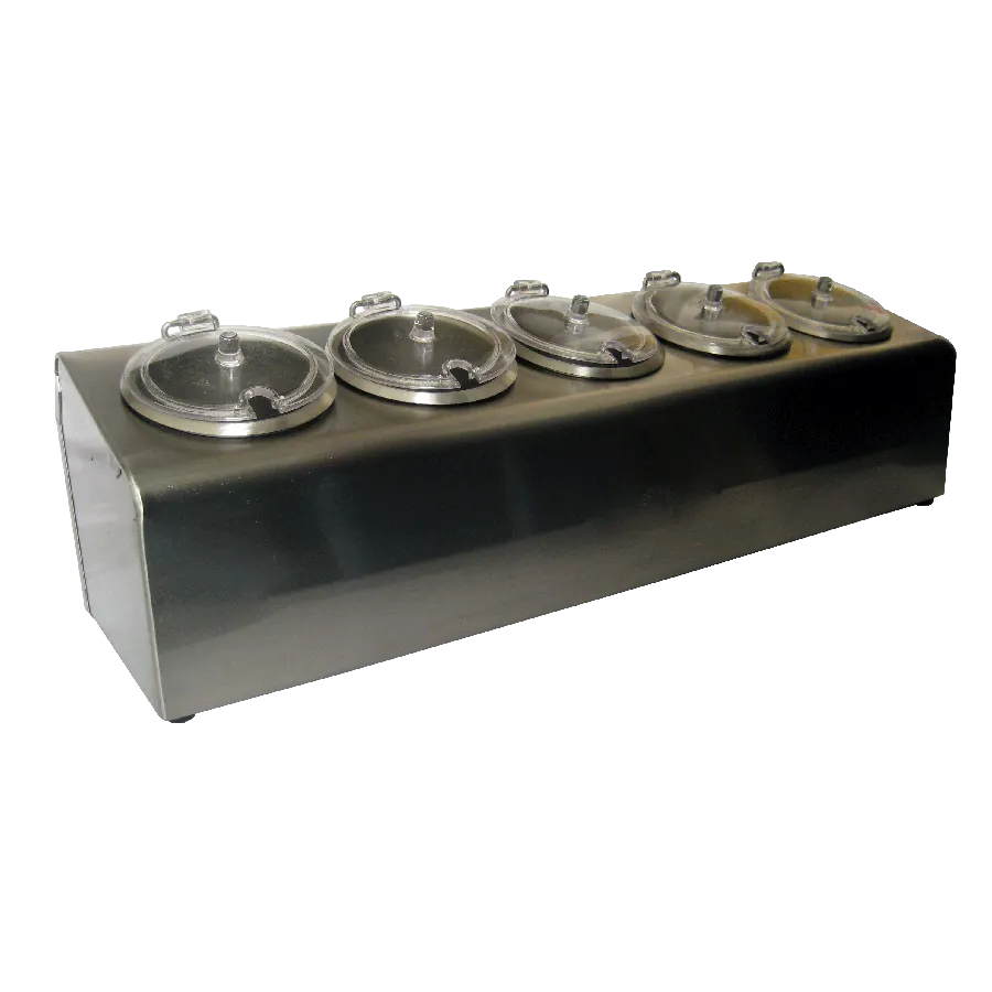 Steril-Sil LTC-5SW Condiment Dispenser, 5-Hole, Stainless Steel, Silver, 5 Compartments