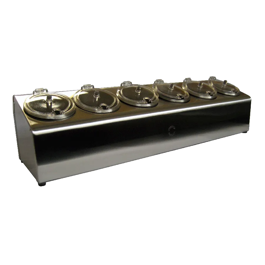 Steril-Sil LTC-6SW Condiment Dispenser, 6-Hole, Non-Insulated, Stainless Steel, Silver, 6 Containers