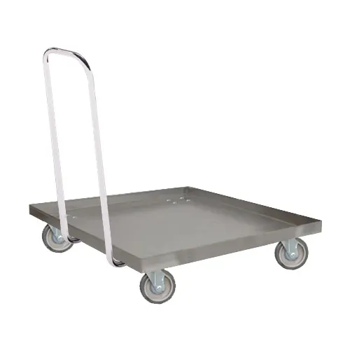 Steril-Sil MCD-301-H 27x27 Milk Crate Dolly, 304 Stainless Steel, Push Handle, 16 Crates