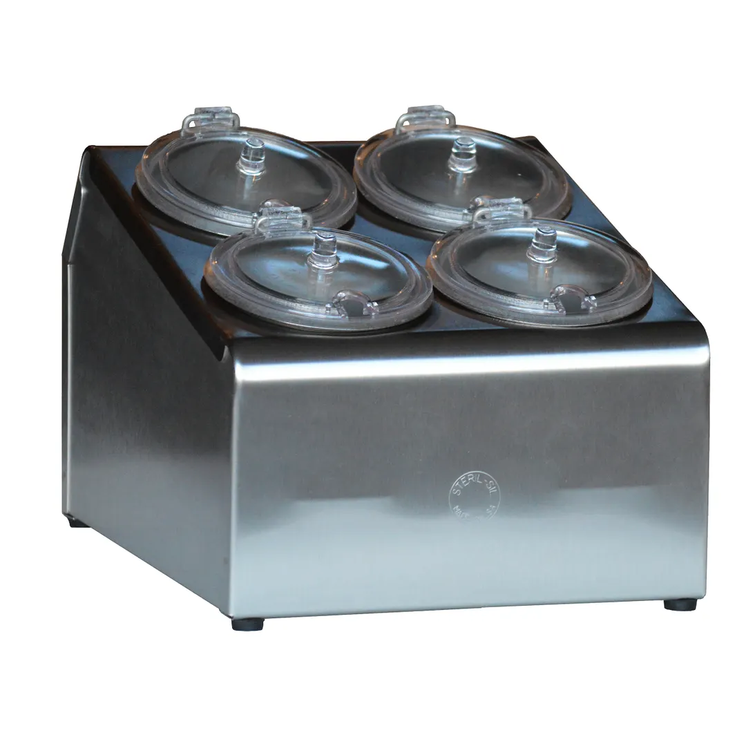 Steril-Sil TC-4SW Condiment Dispenser, 4-Hole, 2x2, Non-Insulated, Stainless Steel, Silver