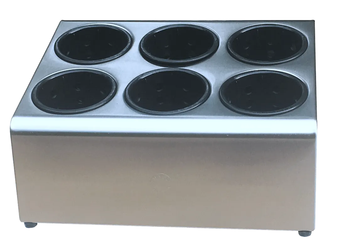 Steril-Sil TC-6-BLACK Countertop Silverware Dispenser, 6-Hole, Stainless Steel, Black