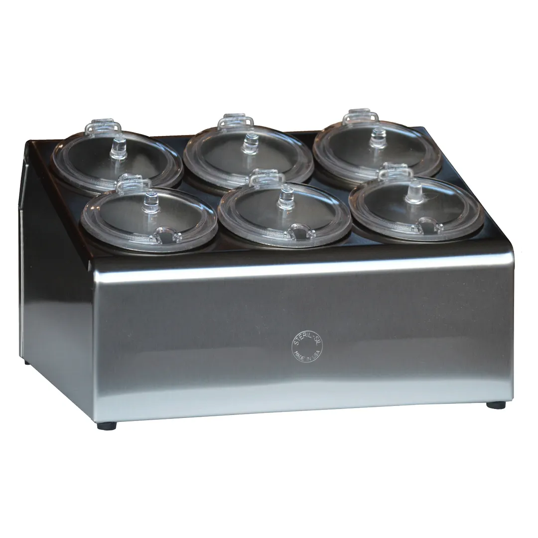 Steril-Sil TC-6SW Condiment Dispenser, 6-Hole (2x3), Non-Insulated, Stainless Steel, Silver