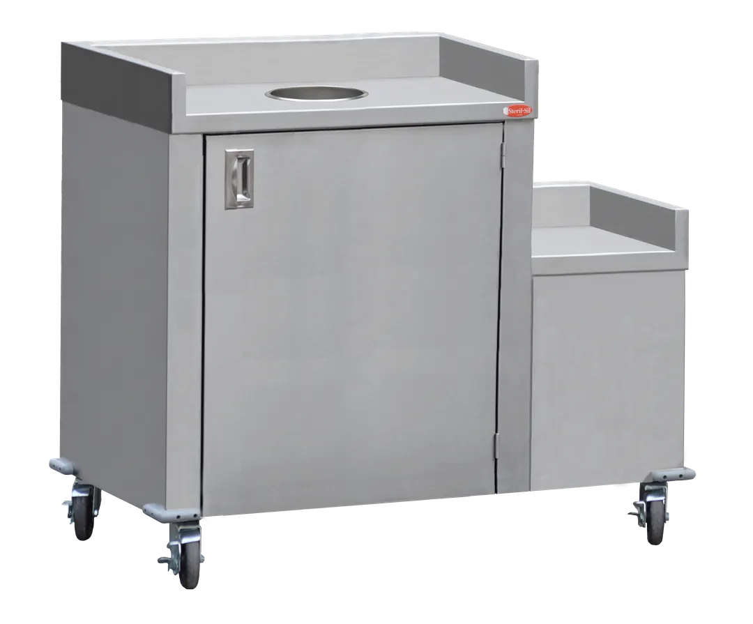 Steril-Sil TTR48-R Mobile Trash Counter, 48"W x 33.75"D x 40"H, Stainless, Single, 40‑Gallon