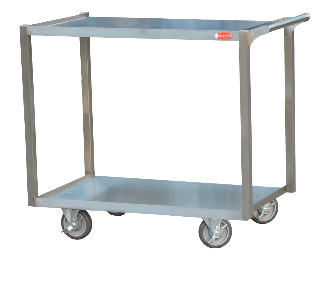 Steril-Sil UTC-202 Medium Duty Stainless Steel 2-Shelf Utility Cart - 39" x 22" x 37"