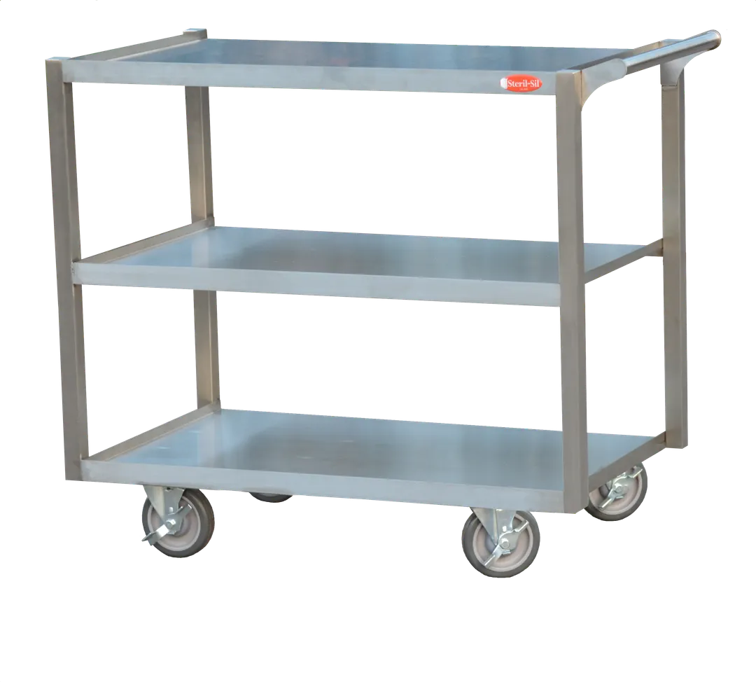 Steril-Sil UTC-203 Medium Duty Stainless Steel 3-Shelf Utility Cart - 39" x 22" x 37"