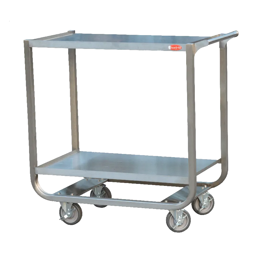 Steril-Sil UTC-302 Stainless Steel 2-Shelf Utility Cart - 39" x 22" x 37"