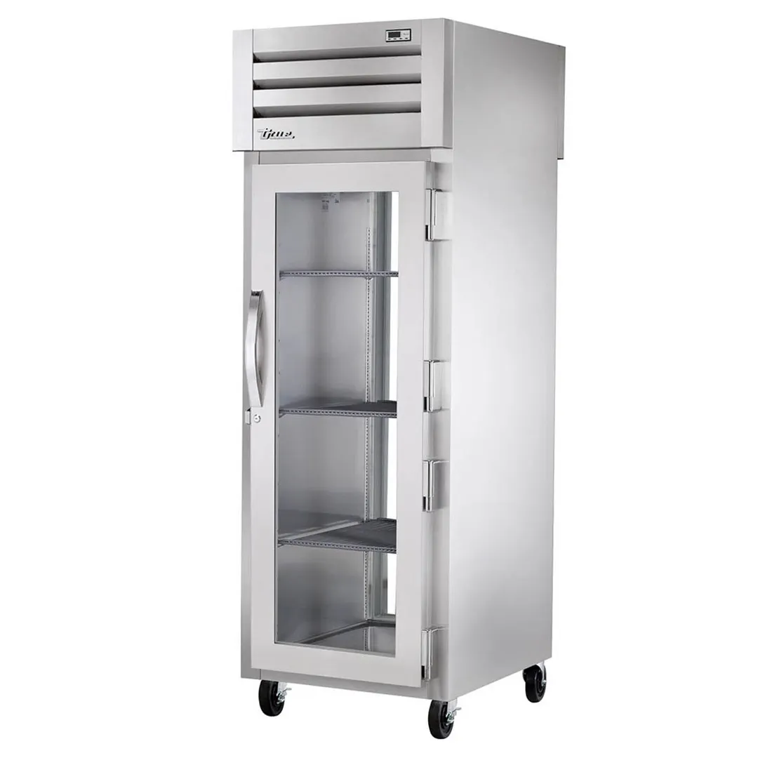 True STG1RPT-1G-1G-HC 1-Section Pass-Thru Refrigerator w/ Front Glass & Rear Glass Door, Stainless Steel Front-Aluminum Sides
