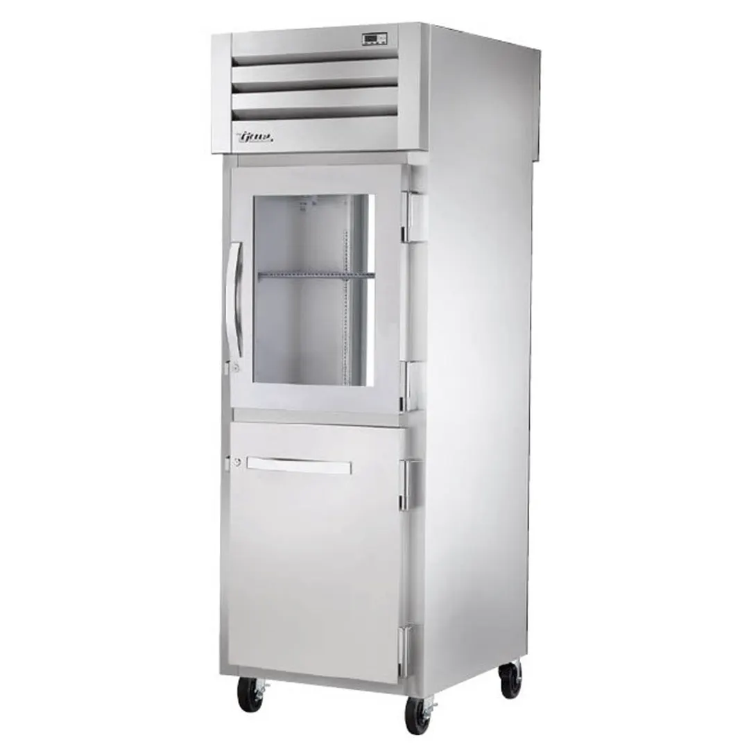 True STG1RPT-1HG/1HS-1G-HC 1-Section Pass-Thru Refrigerator, Half Front / Glass Rear Swing Doors