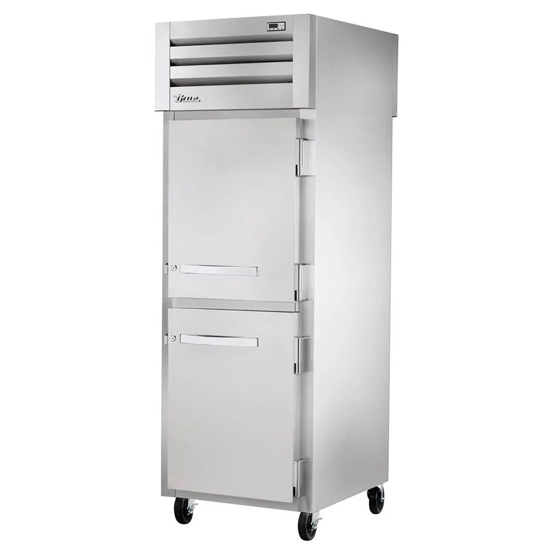 True STG1RPT-2HS-1G-HC Pass-Thru Solid Half Front / Glass Rear Swing Doors Refrigerator