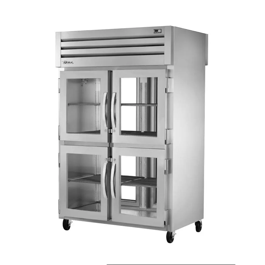 True STG2RPT-4HG-2G-HC 2-Section Pass-Thru Refrigerator w/ Front 4 Glass Half & Rear 2 Glass Full Doors, Stainless Steel Front-Aluminum Sides