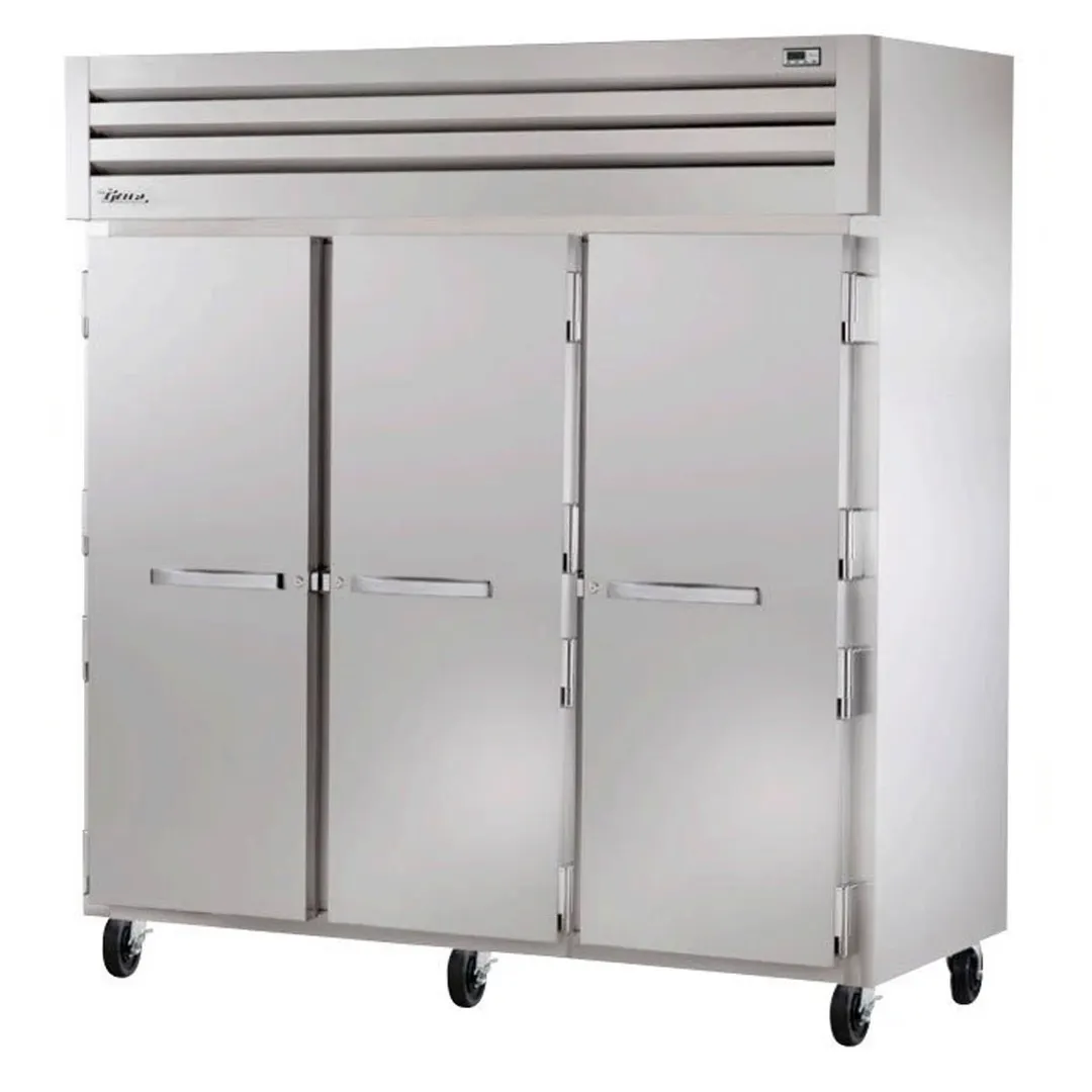 True STG3R-3S 77" 3-Section Reach-In Refrigerator w/ 3 Solid Doors, Top Mount, Stainless Steel Front-Aluminum Sides