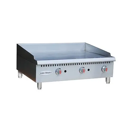 Serv-Ware STGS-48 48" Countertop Thermostatic Gas Griddle, 3/4" Steel Plate, 120.000 BTU