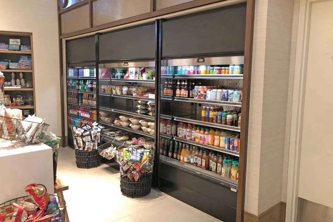 Structural Concepts B4732TM 47" Vertical Self-Service Open Air Merchandiser, Laminate Exterior, Self-Contained Top Mounted, 4 Shelves, High Profile, w/ LED Lighting