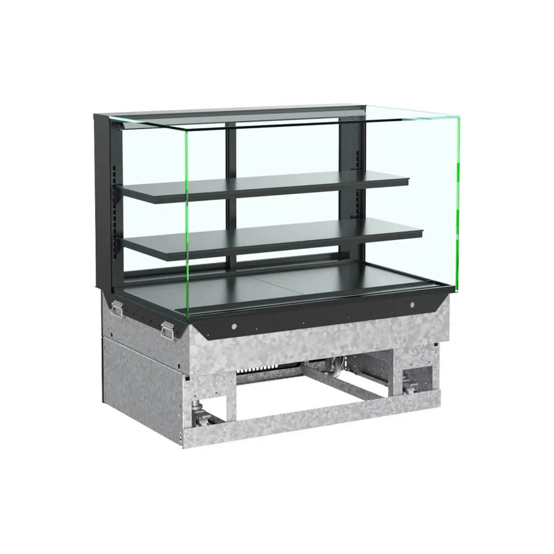 Structural Concepts NE3627DSV 36" Reveal® Full Service Non-Refrigerated Slide In Counter Case, (2) Removable & Adjustable Clear Glass Shelving - Black