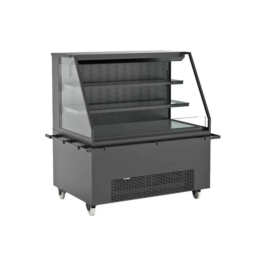 Structural Concepts NR6047RSSA.MOB 59" Horizontal Self-Serve Mobile Open Air Merhandiser in Black, Self Contained, 2 Shelves, High Profile, w/ LED Lighting