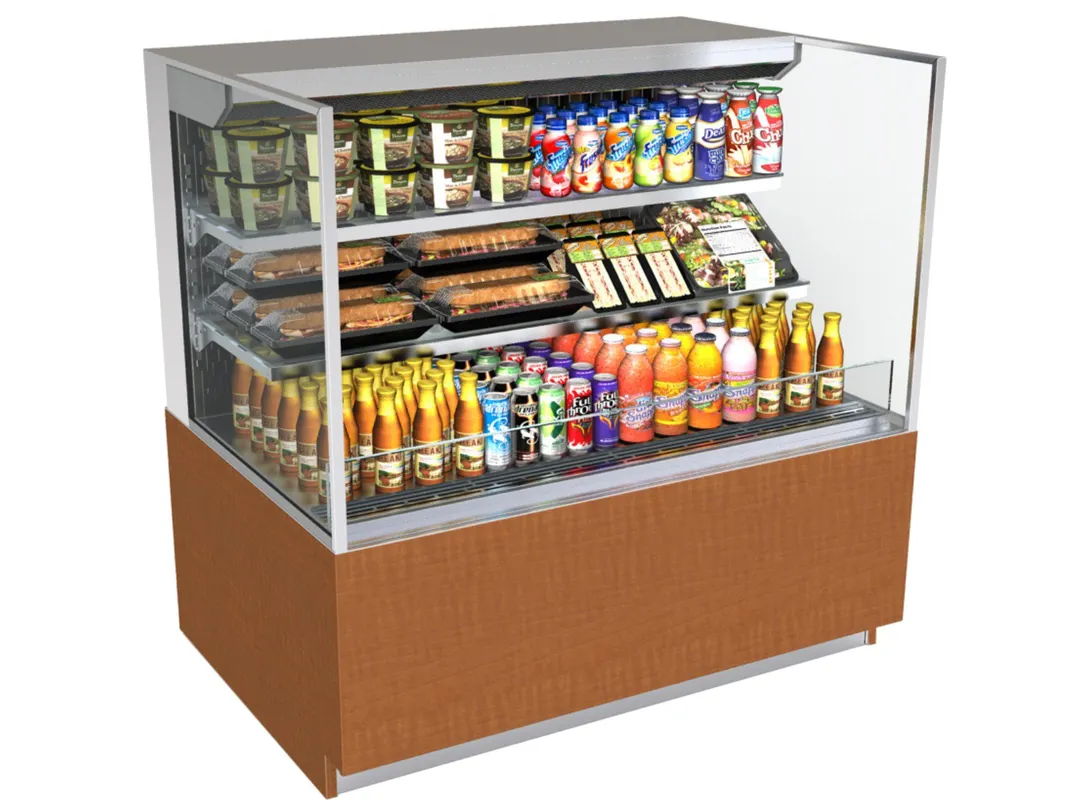 Structural Concepts NR7247RSSV 71" Horizontal Self-Serve Open Air Merhandiser in Black, Self Contained, 2 Shelves, Open Flat, w/ LED Lighting