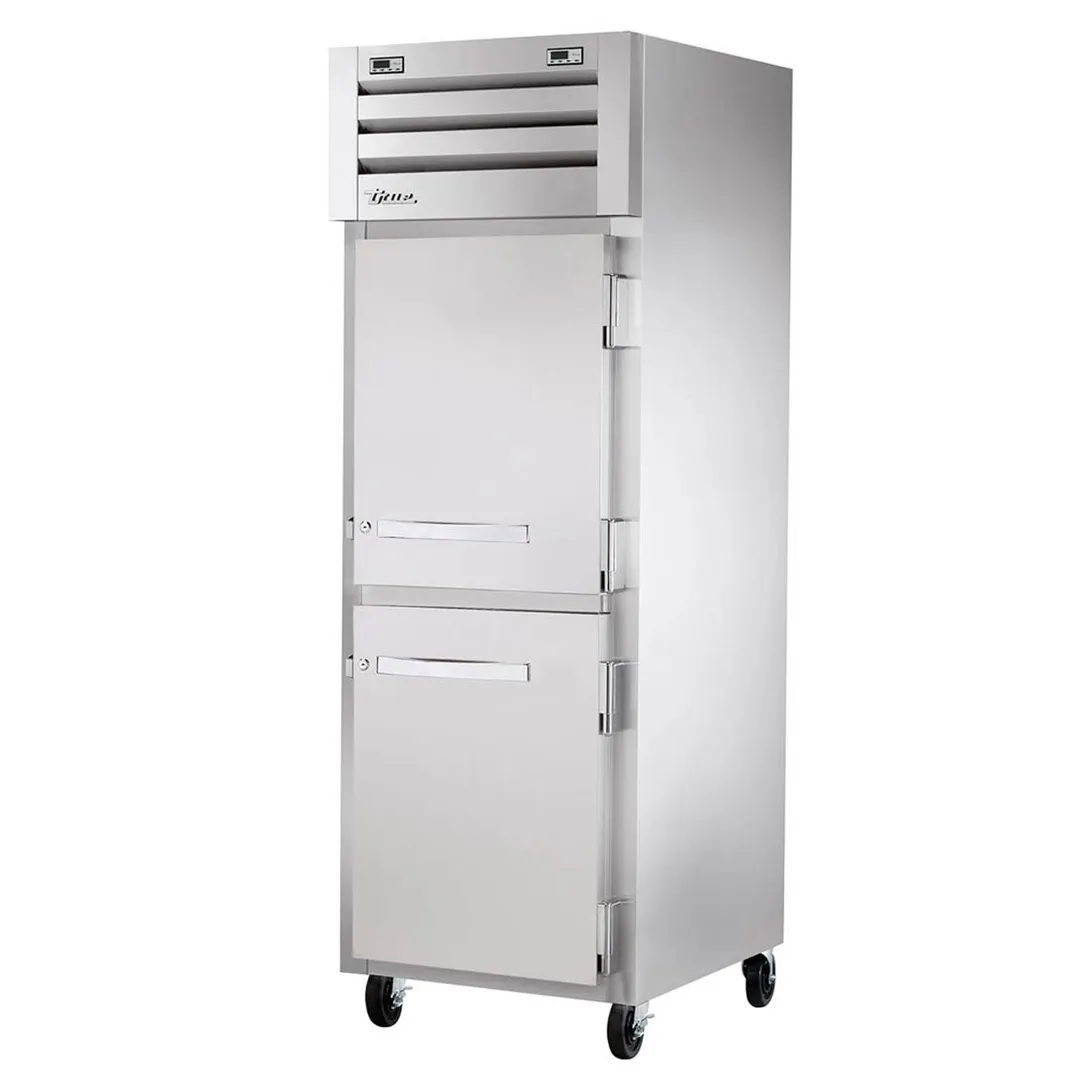 True STR1DT-2HS-HC 27" 1-Section Reach-In Refrigerator Freezer Combo w/ 2 Half Solid Doors, All Stainless Steel