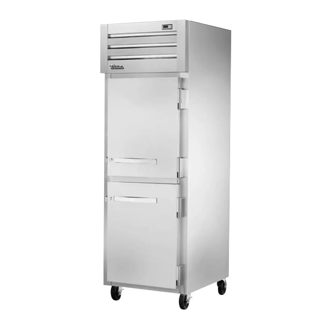 True STR1F-2HS-HC 27" 1-Section Reach-In Freezer, 2 Half Doors, Top Mounted, 31 cu. ft., Stainless Steel