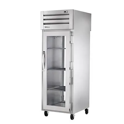 True STR1RPT-1G-1G-HC 1-Section Pass-Thru Refrigerator w/ Front Glass & Rear Glass Door, Stainless Steel