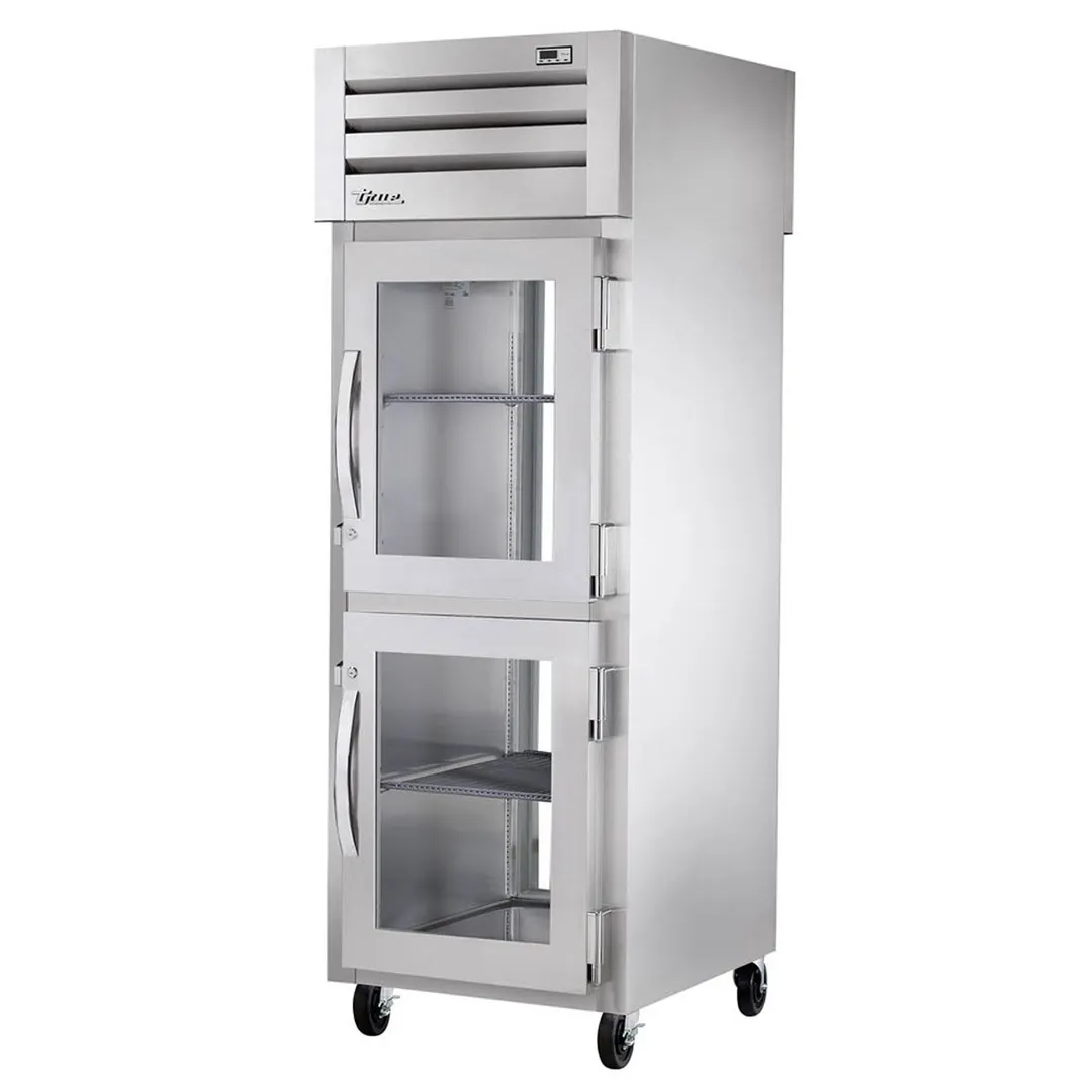 True STR1RPT-2HG-1G-HC 1-Section Pass-Thru Refrigerator w/ Front 2 Glass Half & Rear Glass Full Doors, Stainless Steel