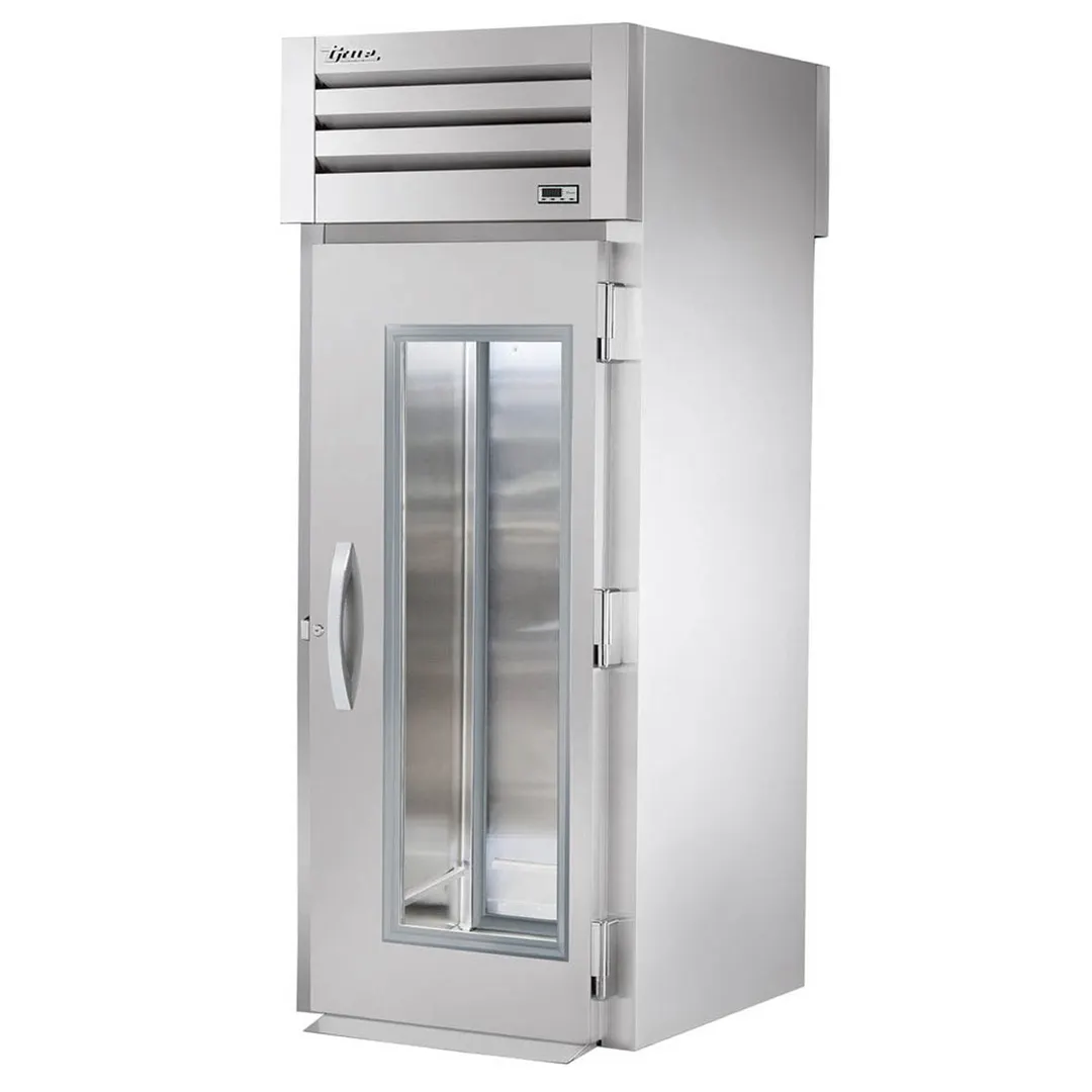 True STR1RRT-1G-1S-HC 35" 1-Section Roll-Thru Refrigerator w/ Front Glass & Rear Solid Door, Stainless Steel