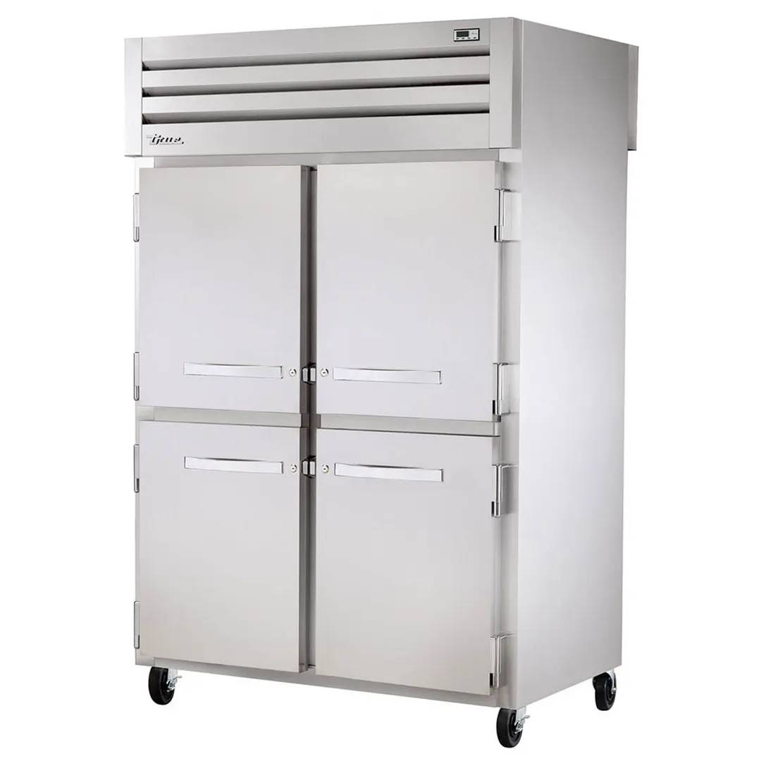 True STR2DT-4HS-HC 52" 2-Section Reach-In Refrigerator Freezer Combo w/ 4 Half Solid Doors, All Stainless Steel