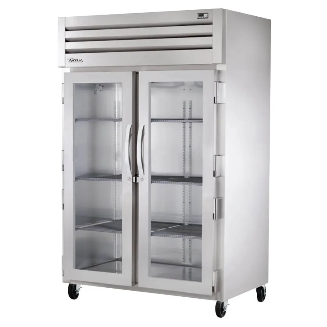True STR2R-2G-HC 52" 2-Section Reach-In Refrigerator w/ 2 Glass Doors, Top Mount, Stainless Steel