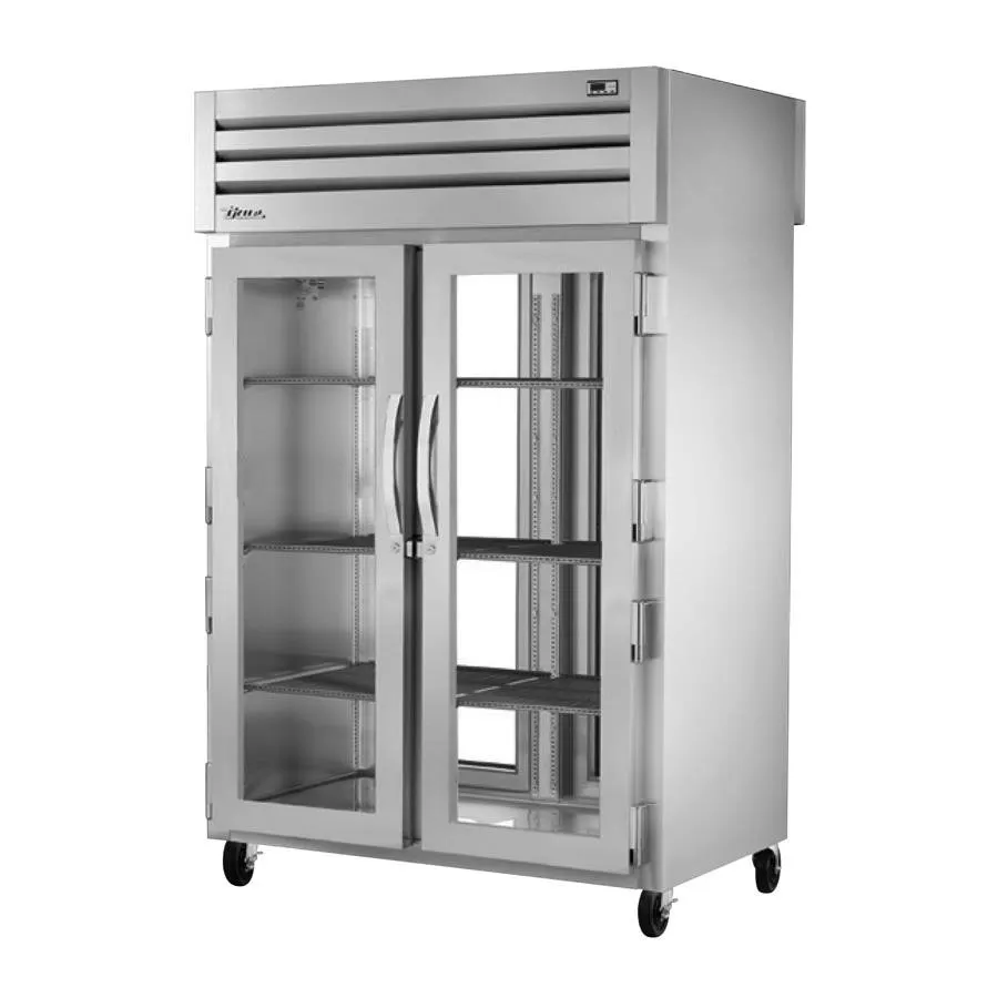 True STR2RPT-2G-2G-HC 2-Section Pass-Thru Refrigerator w/ Front 2 Glass & Rear 2 Glass Doors, Stainless Steel