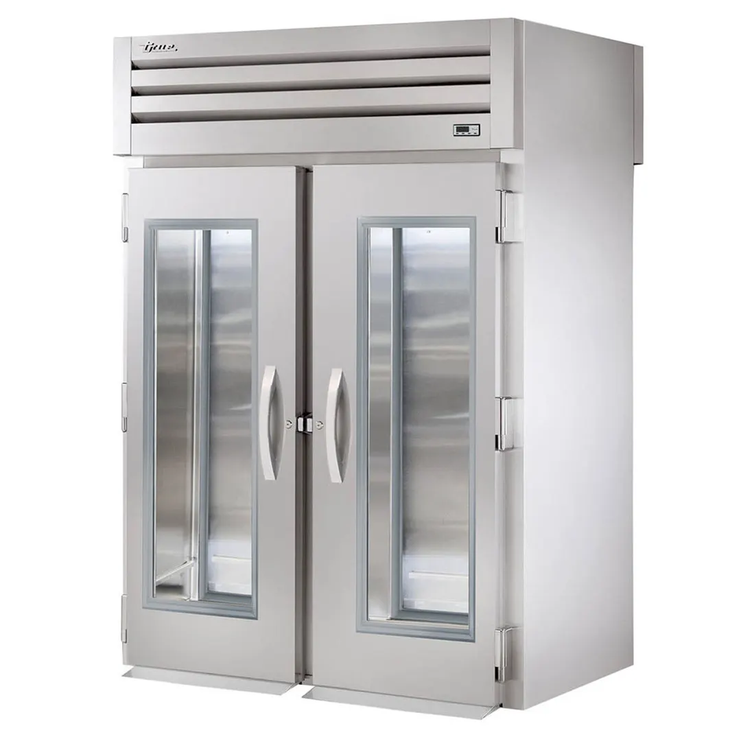 True STR2RRT-2G-2S-HC 68" 2-Section Roll-Thru Refrigerator w/ Front 2 Glass & Rear 2 Solid Doors, Stainless Steel