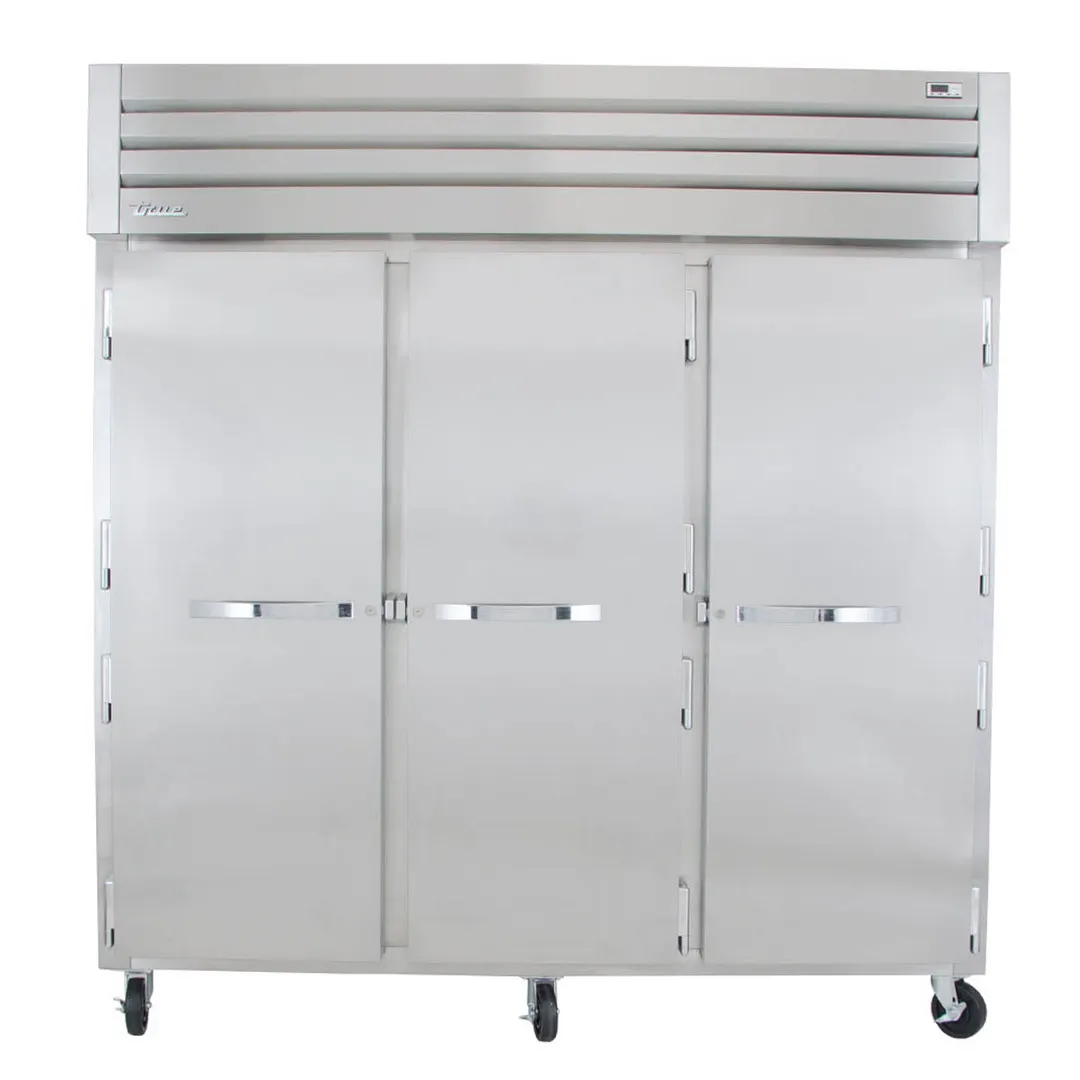 True STR3R-3S 77" 3-Section Reach-In Refrigerator w/ 3 Solid Doors, Top Mount, Stainless Steel