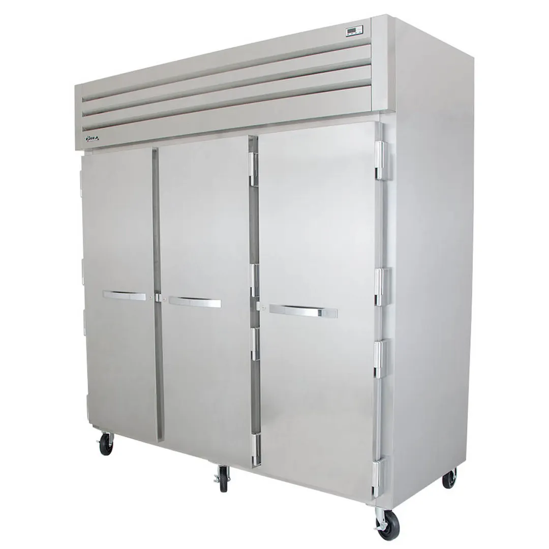 True STR3R-3S 77" 3-Section Reach-In Refrigerator w/ 3 Solid Doors, Top Mount, Stainless Steel