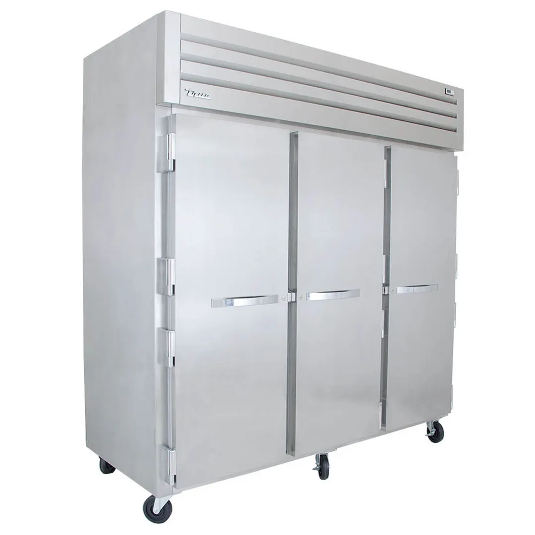 True STR3R-3S 77" 3-Section Reach-In Refrigerator w/ 3 Solid Doors, Top Mount, Stainless Steel