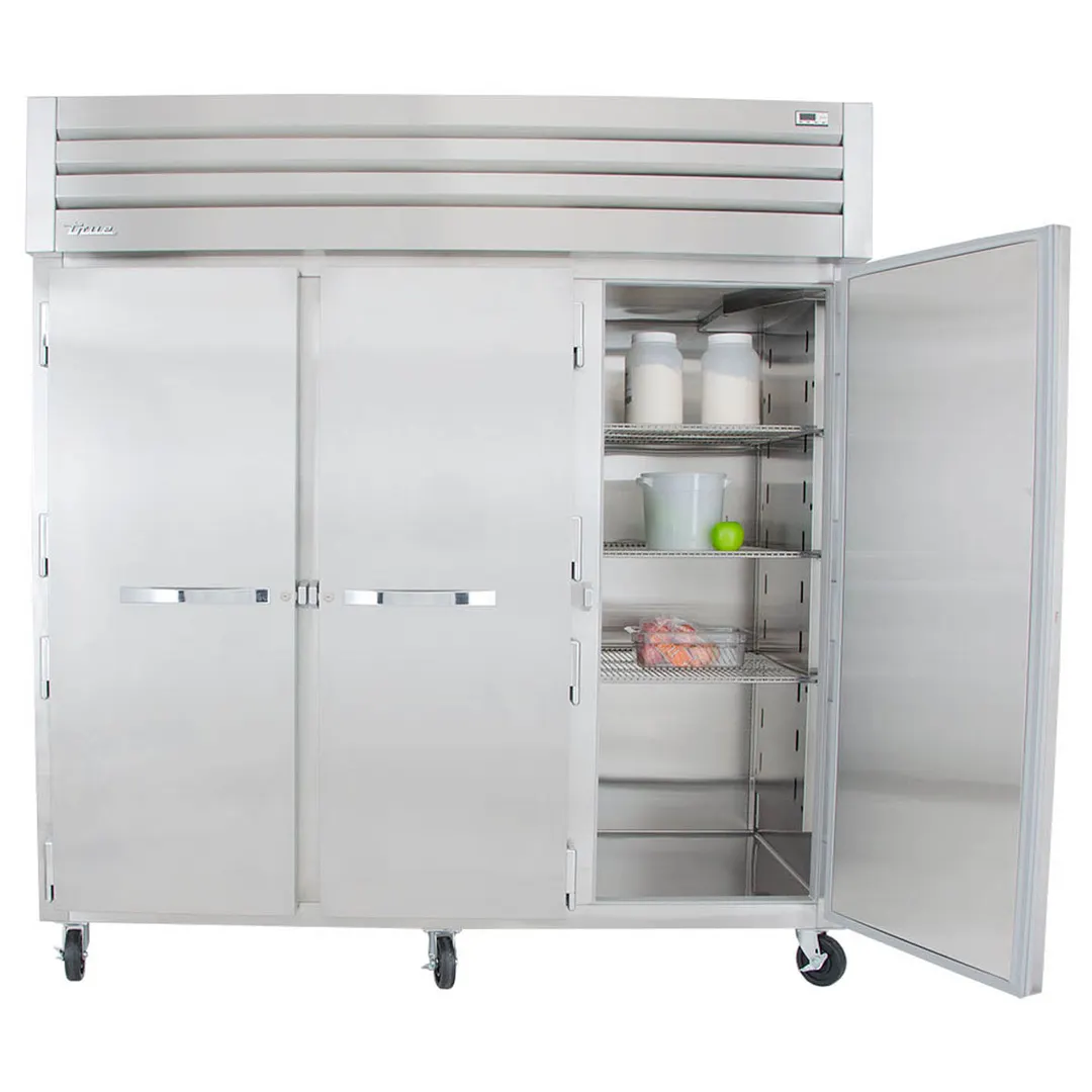 True STR3R-3S 77" 3-Section Reach-In Refrigerator w/ 3 Solid Doors, Top Mount, Stainless Steel