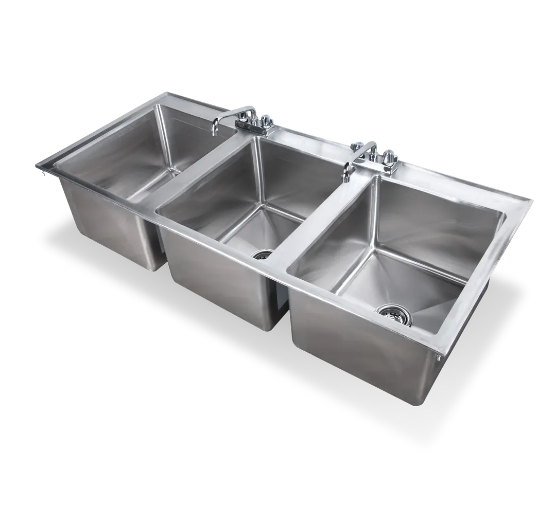 Steel Works SWDIS-3FB162012 Drop In Sink, 25" X 55" X 12"H