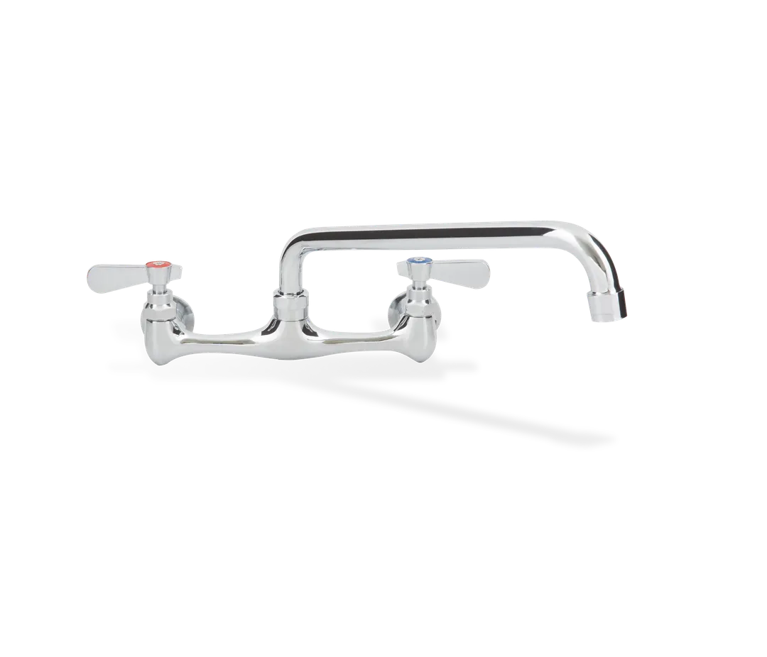 Steel Works SWFW-8-14HDLL Faucet, Wall Mount, 8" Center, 14" Spout, Heavy Duty