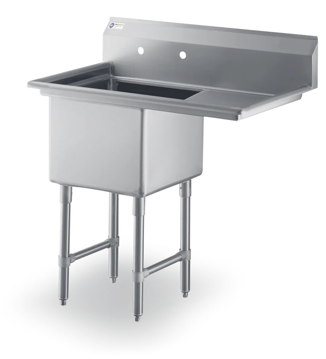 Steel Works SWS1C242414-18R-316 44.5" One Compartment Sink, 24"W x 24"L Bowl With Right-Hand Drainboards