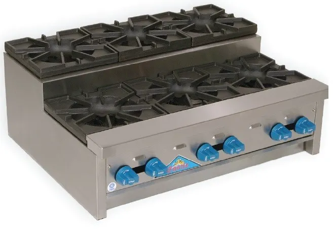 Comstock-Castle SUFHP36 36" Countertop Step-Up Gas Hotplate with (6) Burners, Manual Controls, 144.000 BTU