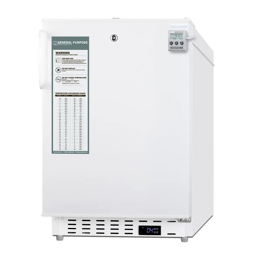 Accucold ADA404REFAL 19" Solid Door Medical Undercounter Refrigerator, 3.32 cu. ft.