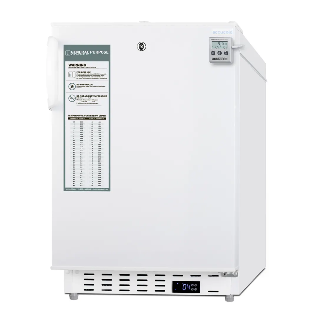 Accucold ADA404REFCAL 19" Solid Door Medical Undercounter Refrigerator, 3.32 cu. ft.