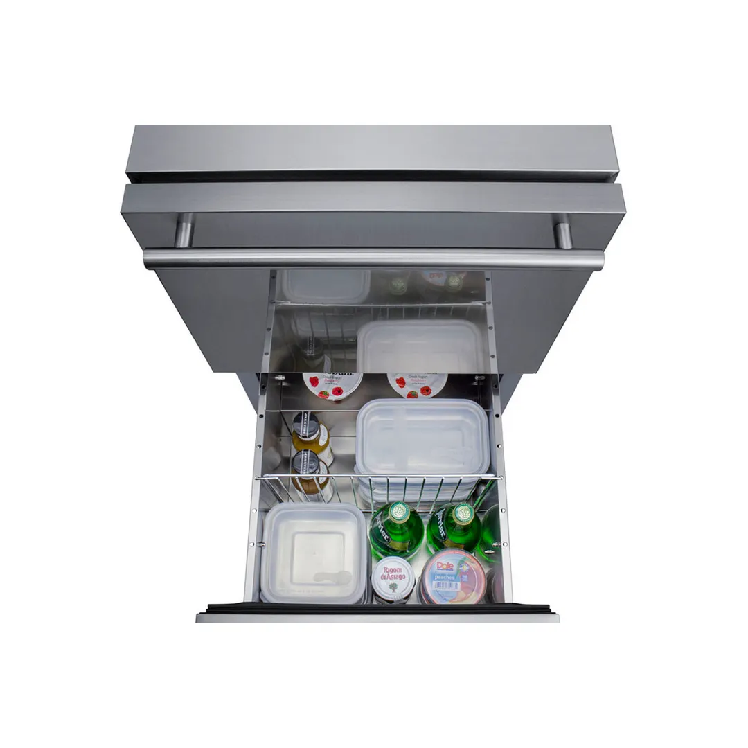 Summit ADRD18 18" Indoor/Outdoor Undercounter Refrigerator w/ 2 Drawers, 3.4 cu.ft.