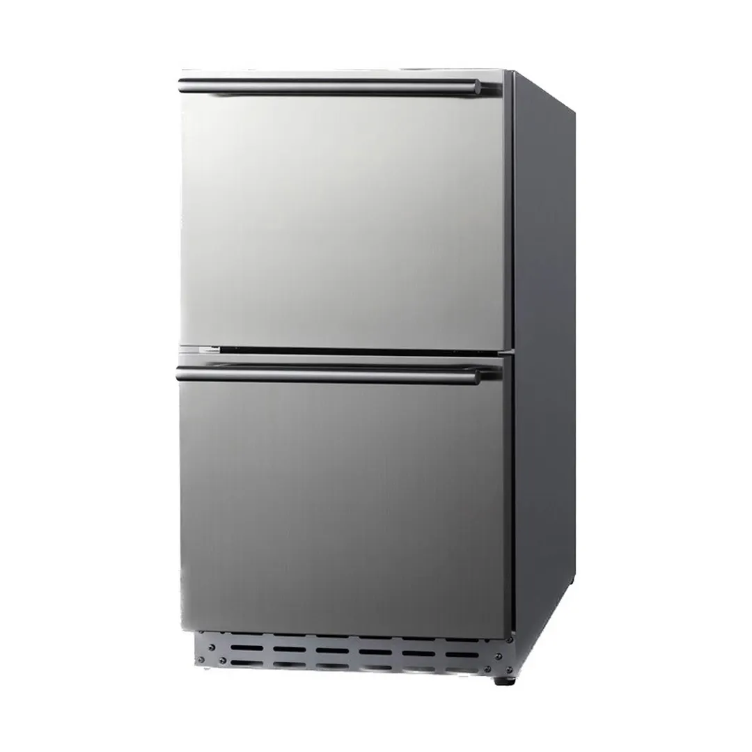 Summit ADRD18OS 18" Outdoor Undercounter Refrigerator w/ 2 Drawers, Stainless Steel, 3.4 cu.ft.