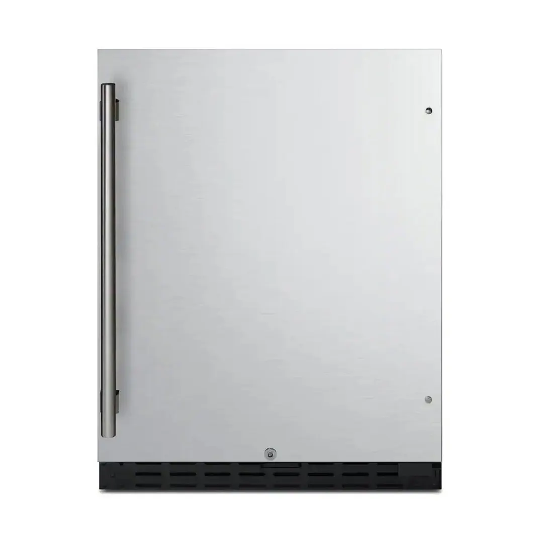 Summit AL55 24" Built-in or Freestanding Undercounter Refrigerator in Black, Stainless Steel Door, 4.2 cu.ft