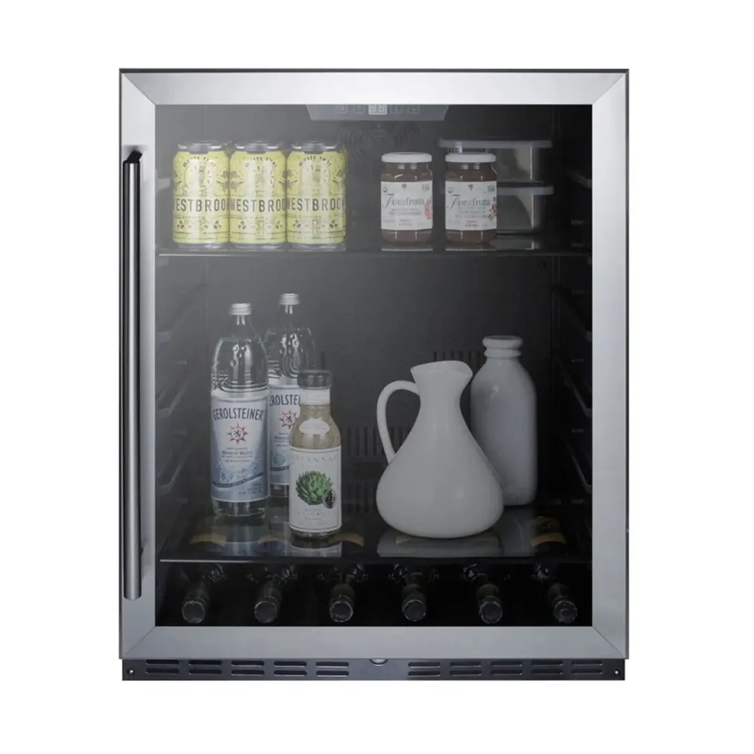 Summit AL57GCSS 24" Built-in Undercounter Glass Door Refrigerator in Stainless Steel, ADA compliant, 5 cu. ft.