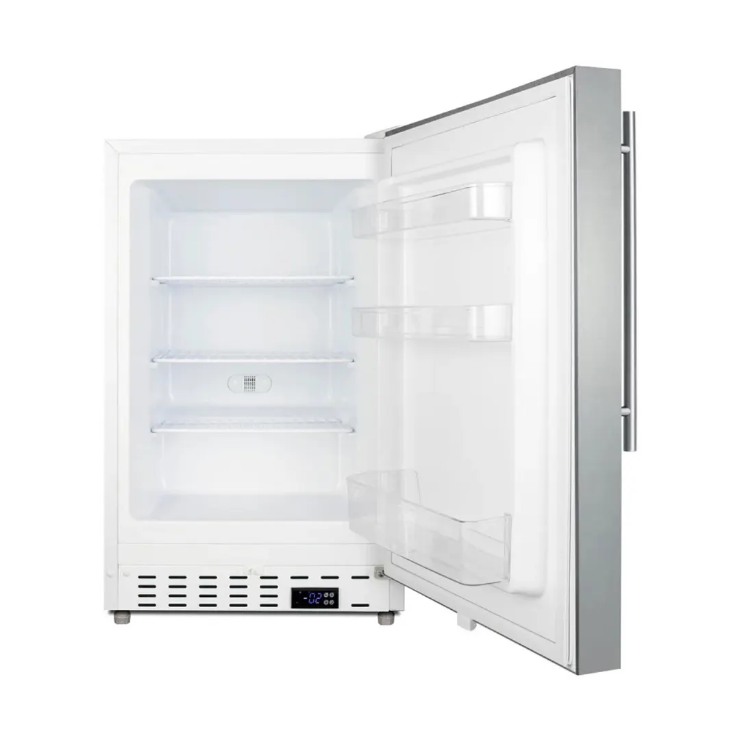 Summit ALFZ36CSSHV 20" Built-in or Freestanding Undercounter Freezer, Stainless Steel, Pro-Style Handle, 2.68 cu. ft.