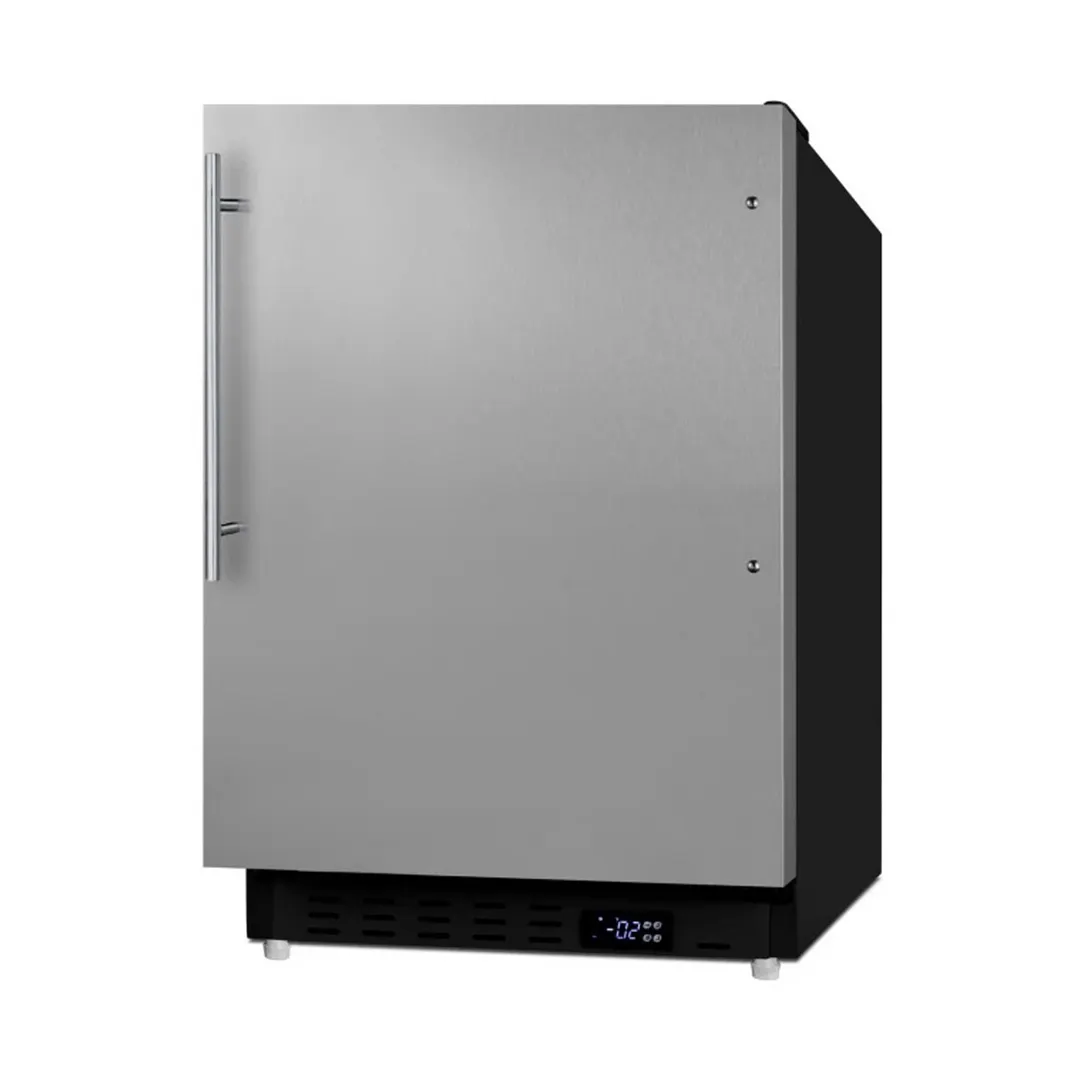 Summit ALFZ37BSSHV 20" Built-in or Freestanding Undercounter Freezer in Black, w/ Stainless Steel Door, 2.68 cu. ft.