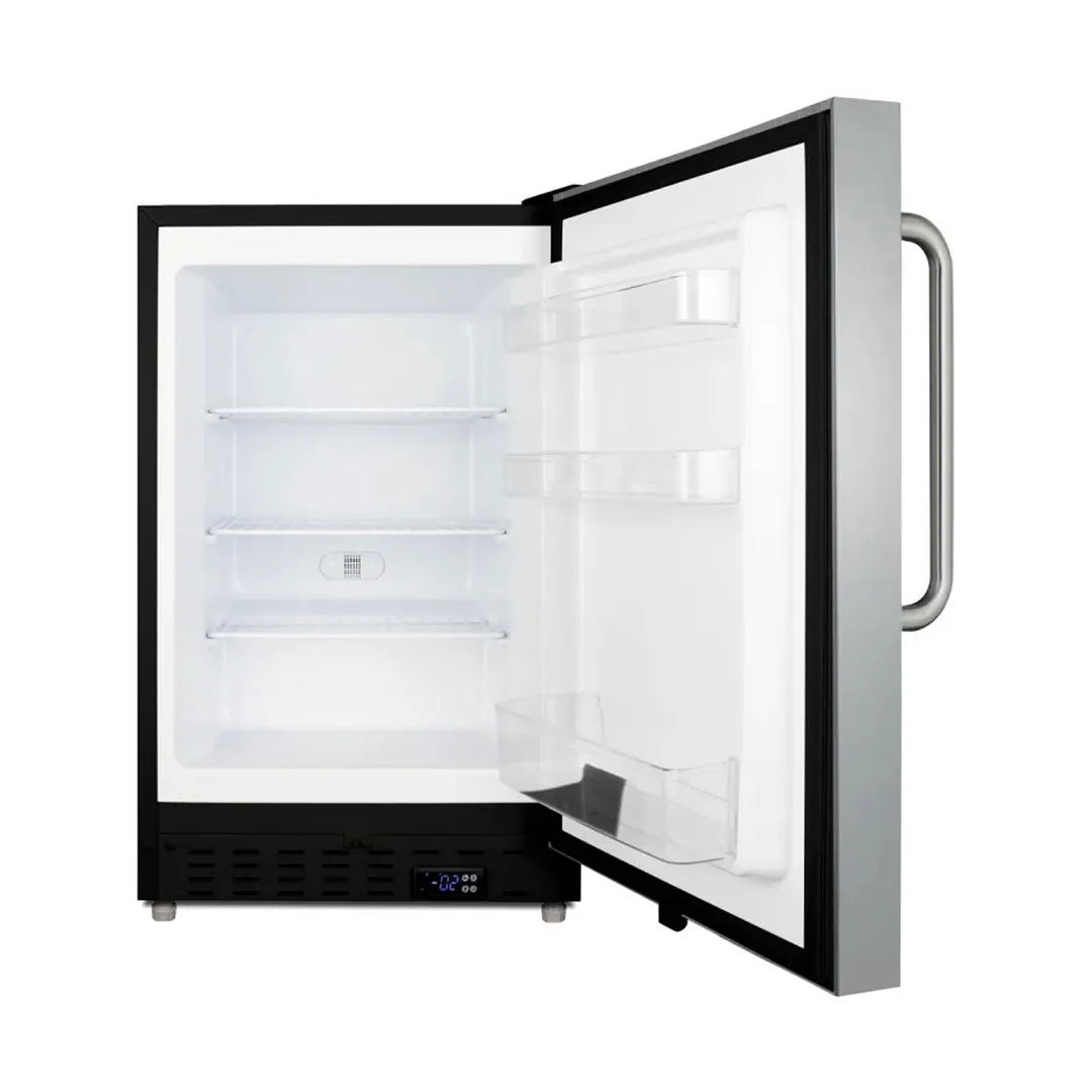 Summit ALFZ37BSSTB 20" Built-in or Freestanding Undercounter Freezer w/ Stainless Steel Door and Towel Bar Handle, 2.68 cu. ft.