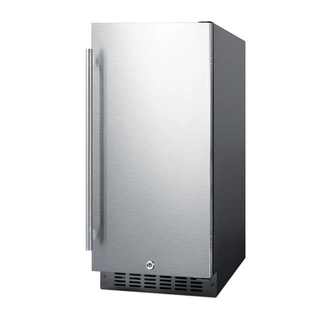Summit ALR15BSS 15" Built-in or Freestanding Undercounter Refrigerator in Black, w/ Stainless Steel Door, 2.2 cu. ft.